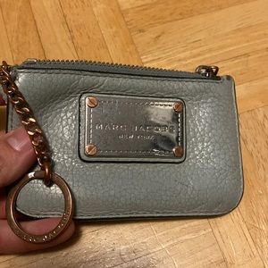MARC JACOBS dusty light blue leather card case/ coin wallet